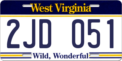 WV license plate 2JD051