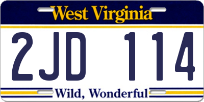 WV license plate 2JD114