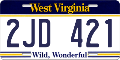 WV license plate 2JD421
