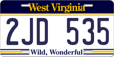 WV license plate 2JD535