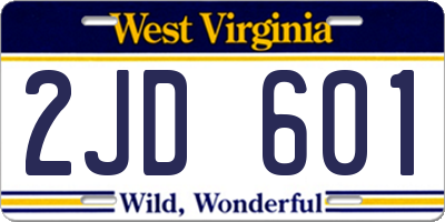 WV license plate 2JD601