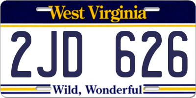 WV license plate 2JD626