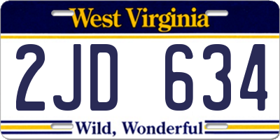 WV license plate 2JD634