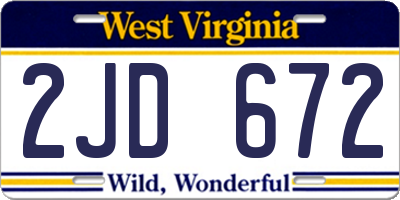 WV license plate 2JD672
