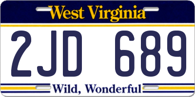 WV license plate 2JD689