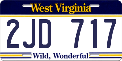 WV license plate 2JD717