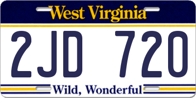 WV license plate 2JD720