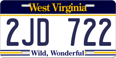 WV license plate 2JD722