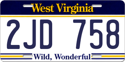 WV license plate 2JD758