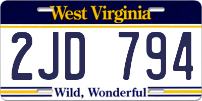 WV license plate 2JD794