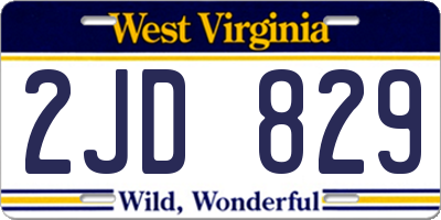 WV license plate 2JD829