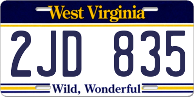 WV license plate 2JD835