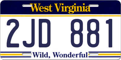 WV license plate 2JD881
