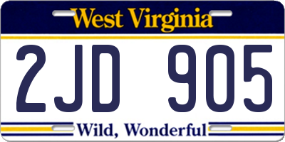 WV license plate 2JD905