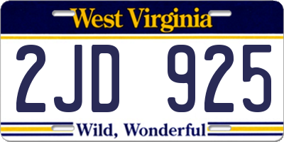 WV license plate 2JD925