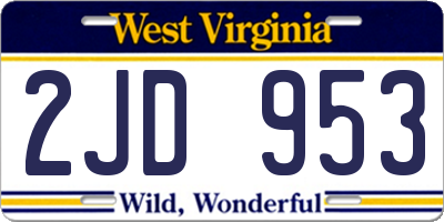 WV license plate 2JD953