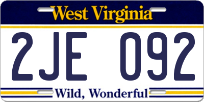 WV license plate 2JE092
