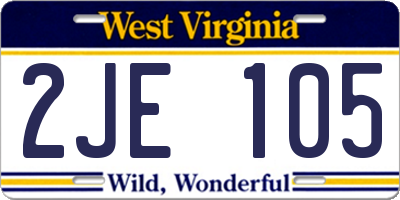 WV license plate 2JE105