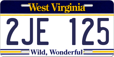 WV license plate 2JE125