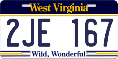 WV license plate 2JE167