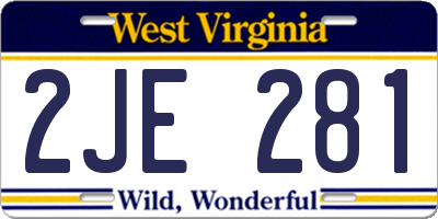 WV license plate 2JE281