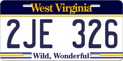 WV license plate 2JE326