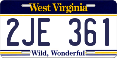 WV license plate 2JE361