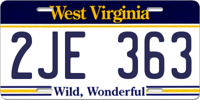 WV license plate 2JE363