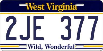 WV license plate 2JE377