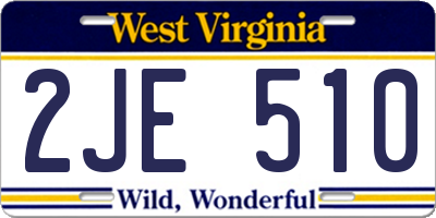 WV license plate 2JE510
