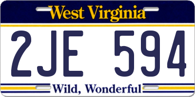 WV license plate 2JE594