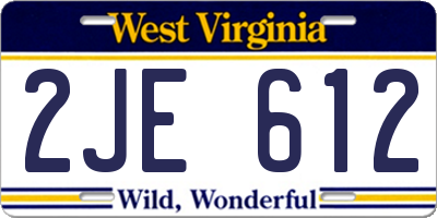 WV license plate 2JE612