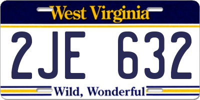 WV license plate 2JE632