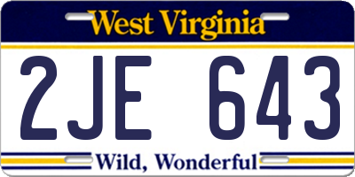 WV license plate 2JE643
