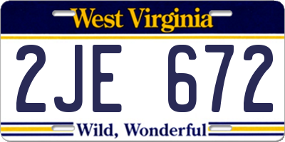 WV license plate 2JE672