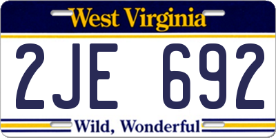 WV license plate 2JE692