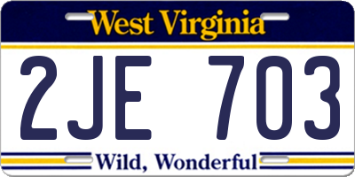 WV license plate 2JE703