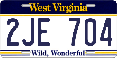 WV license plate 2JE704