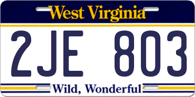 WV license plate 2JE803