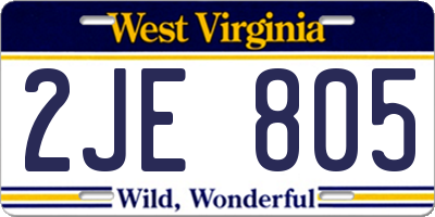 WV license plate 2JE805
