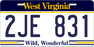WV license plate 2JE831
