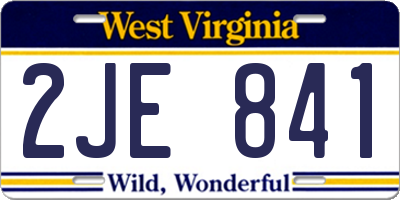 WV license plate 2JE841