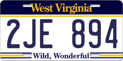 WV license plate 2JE894