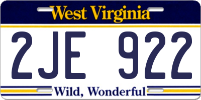 WV license plate 2JE922