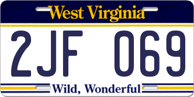 WV license plate 2JF069