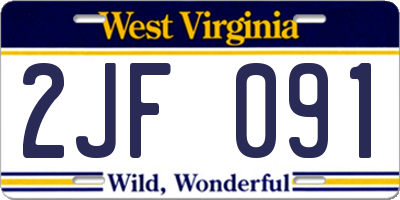 WV license plate 2JF091