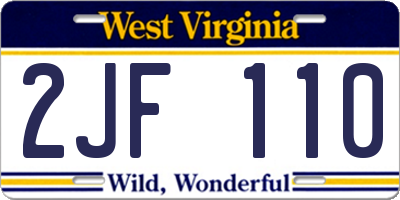 WV license plate 2JF110