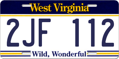 WV license plate 2JF112