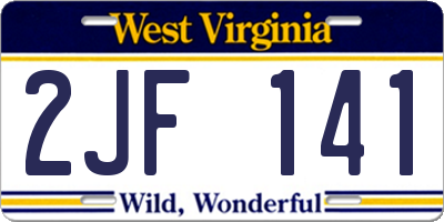 WV license plate 2JF141