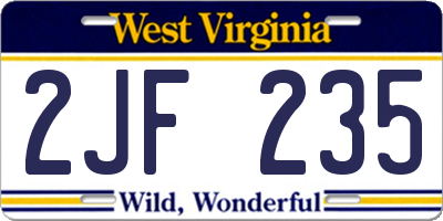 WV license plate 2JF235
